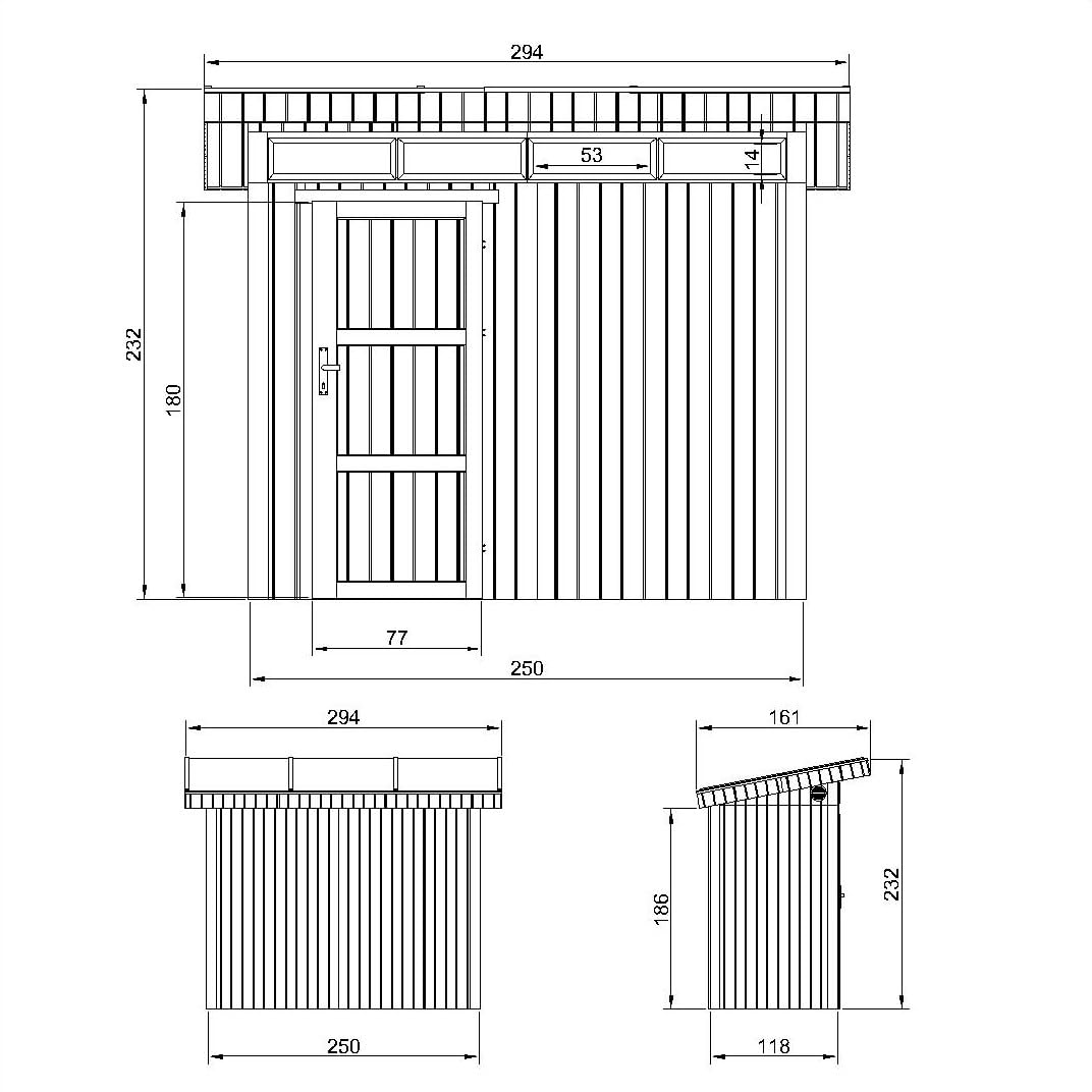 Casetta da giardino 3 m² con pavimento e piastrelle bituminose - L161xL294xA239cm - giardino casetta TIMBELA M901B