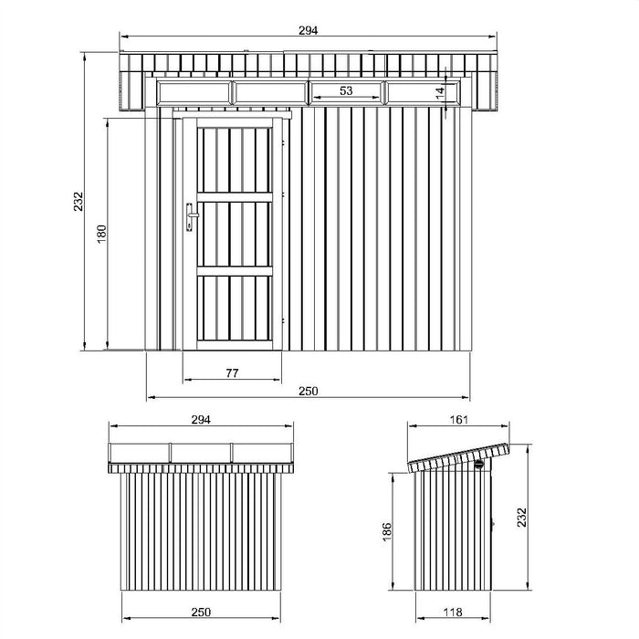 Casetta da giardino 3 m² con pavimento e piastrelle bituminose - L161xL294xA239cm - giardino casetta TIMBELA M901B