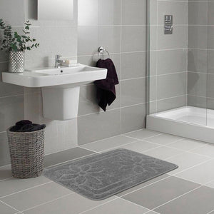 Tappeto Bagno 50x110 cm Tinta Unita Antiscivolo Assorbente Scendiletto Made In Italy Grigio