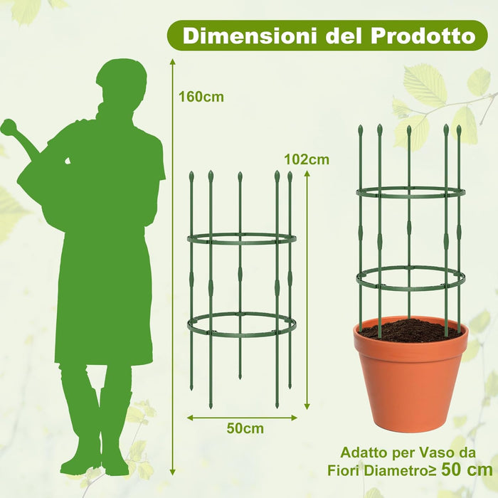 3 Pezzi Obelisco per Rampicanti Garden, Supporto Piante Rampicanti Giardino, Pomodoro Gabbie Traliccio Giardino in Vaso 102cm, per Pomodori Vite Frutta Rose Rampicanti Piante