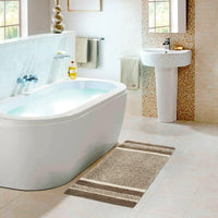 Tappeto Bagno Puro Cotone 55x90 cm Morbida Colori Vivaci Lavabile Made In Italy Beige