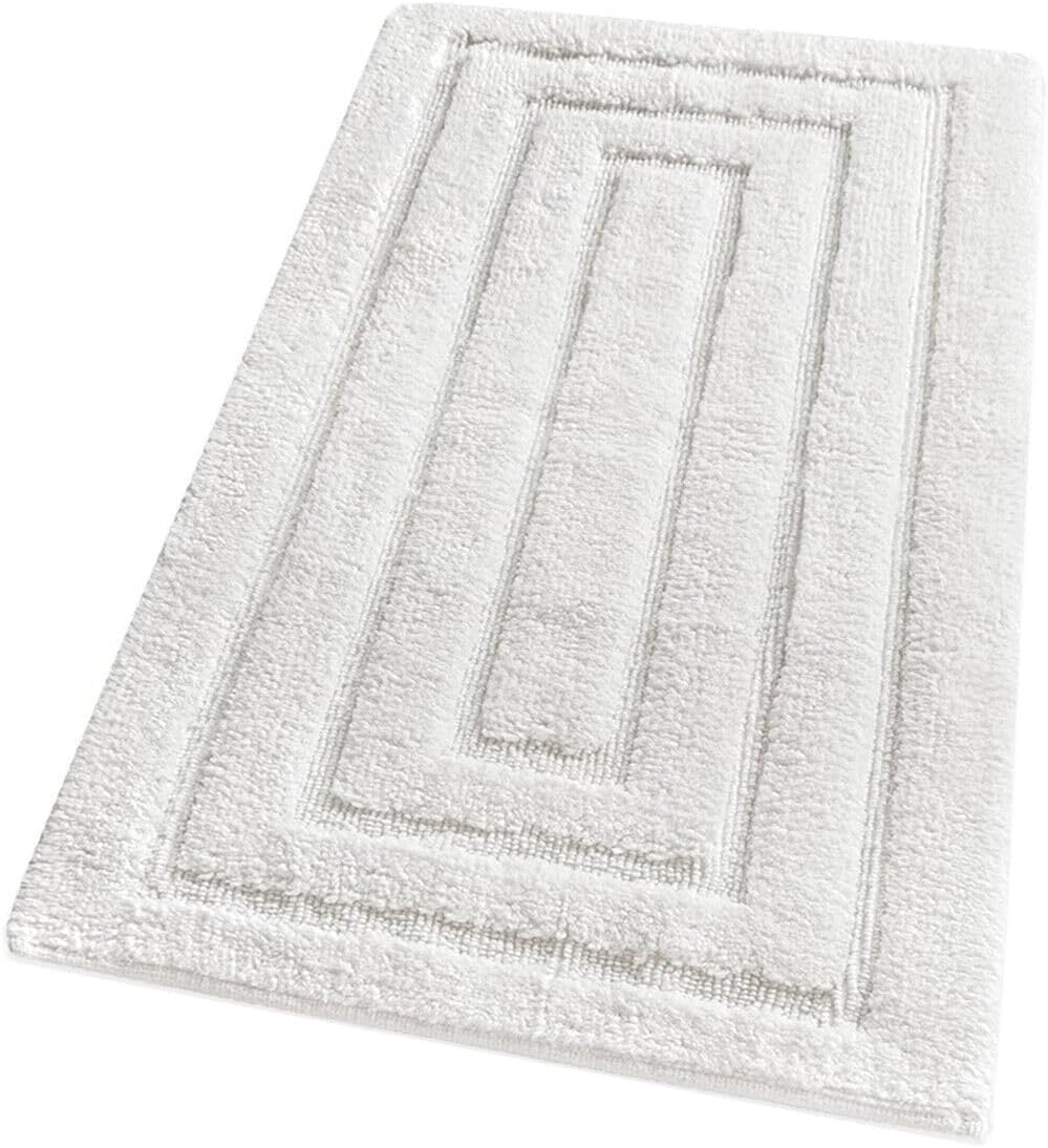 Tappeto Bagno 60x40 cm Puro Cotone Elegante Lussuoso Morbido Scendiletto Antiscivolo Bianco