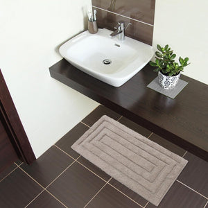 Tappeto Bagno 60x40 cm Puro Cotone Elegante Lussuoso Morbido Scendiletto Antiscivolo Tortora