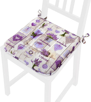 Set 4 Cuscini Sedia Cucina Cotone Lavabili Universali Coprisedia Shabby Chic Lavanda Legno