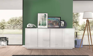 Credenza 4 Ante 180,1x41,4x86 cm Bloom Bianco Lucido