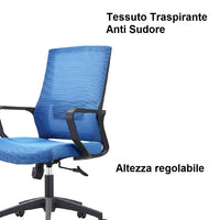 Sedia Scrivania Ufficio Protezione Lombare Traspirante Altezza Regolabile Blu