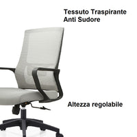 Sedia Scrivania Ufficio Protezione Lombare Traspirante Altezza Regolabile Grigio