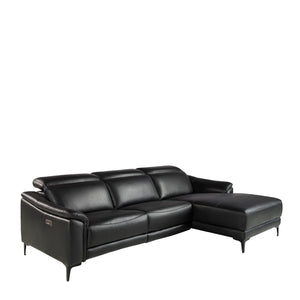 Divano relax con chaise longue destro in pelle 272 x 168 x 96 cm colore nero