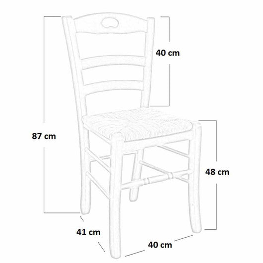 Sedia legno loris noce scuro sedile paglia 