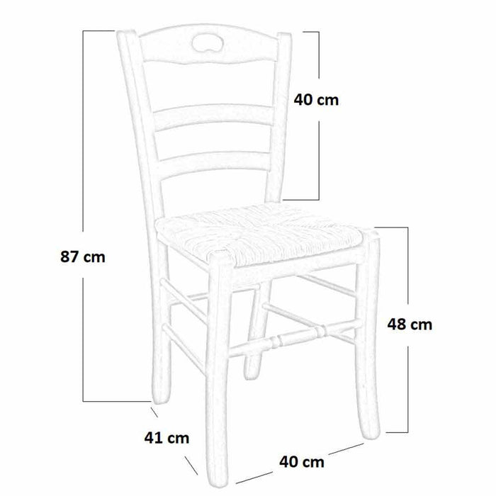 Sedia legno loris noce scuro sedile paglia 