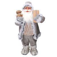 Babbo natale in tessuto grigio e beige cm xh60