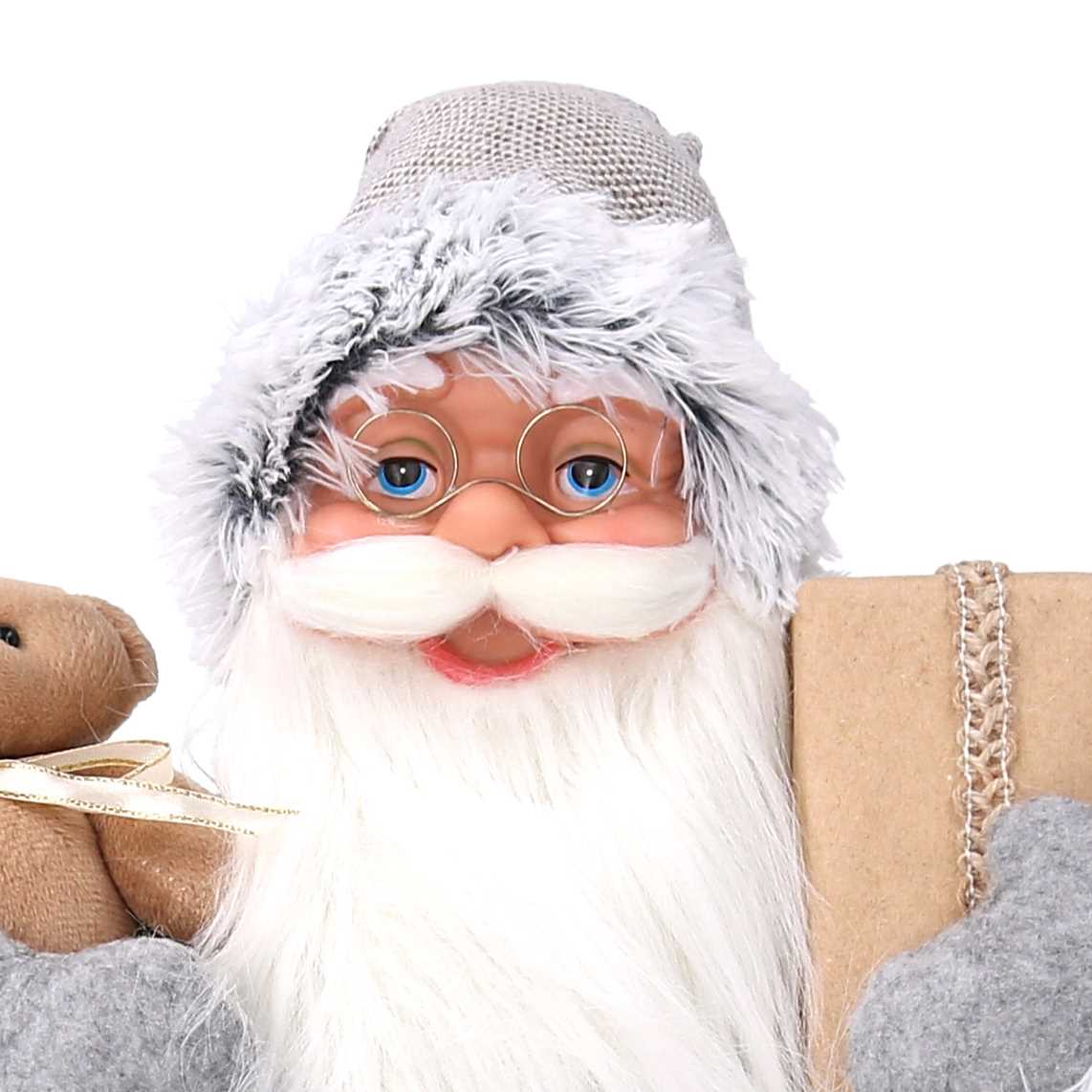 Babbo natale in tessuto grigio e beige cm xh60