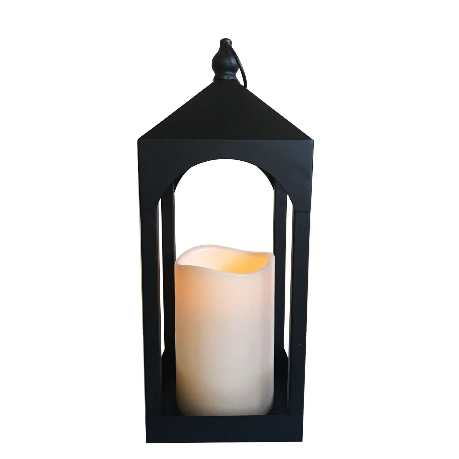 Lanterna Vienna con candela LED nera 40,5 cm.