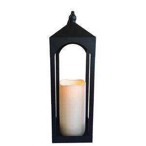 Lanterna Vienna con candela LED nera 50,5 cm.