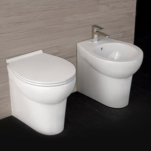 Sanitari ceramica dark a pavimento vaso wc bidet sedile e curva