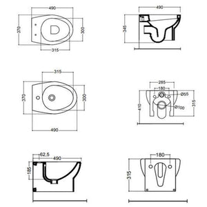 Sanitari ceramica dark a pavimento vaso wc bidet sedile e curva