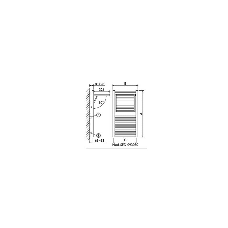 Termoarredo scaldasalviette bianco Deltacalor Dinamic 929x500 con stendi biancheria