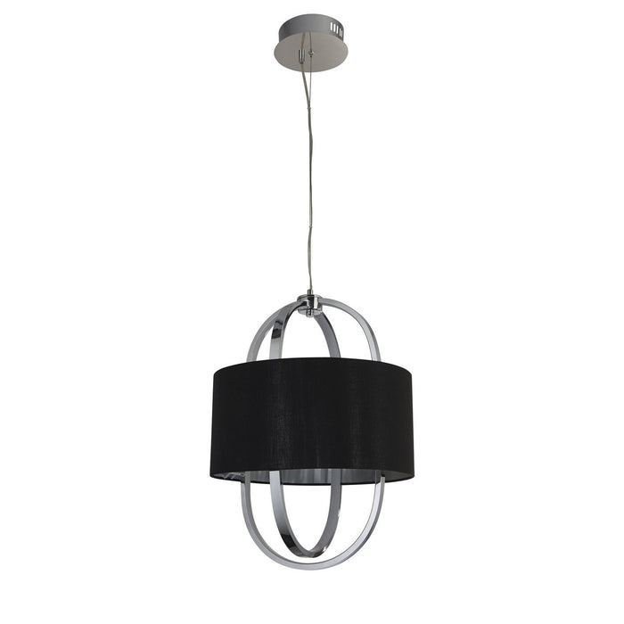 Lampadario Contemporaneo Madrid Acciaio Cromo Tessuto Nero Led 20W 3000K