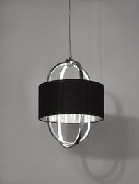 Lampadario Contemporaneo Madrid Acciaio Cromo Tessuto Nero Led 20W 3000K