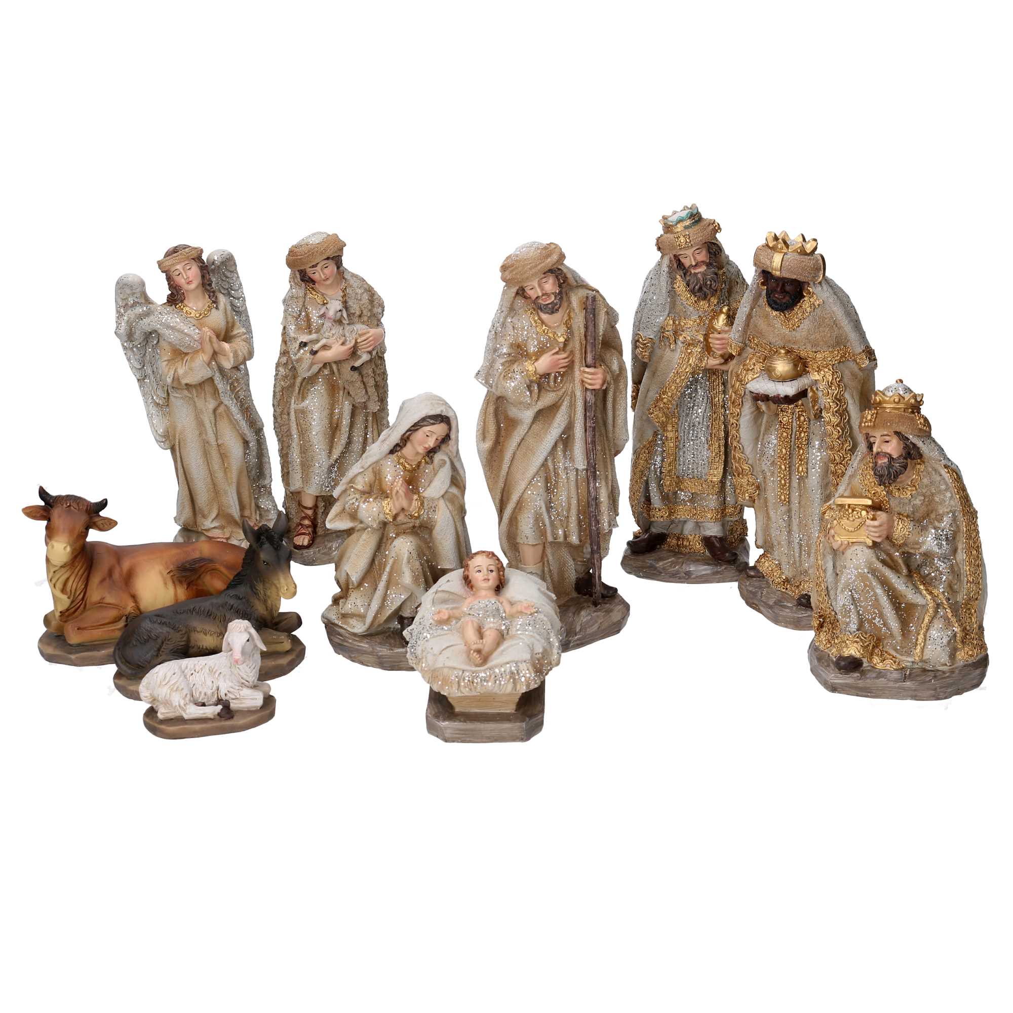 Natività  resina set 11pz oro cm xh20