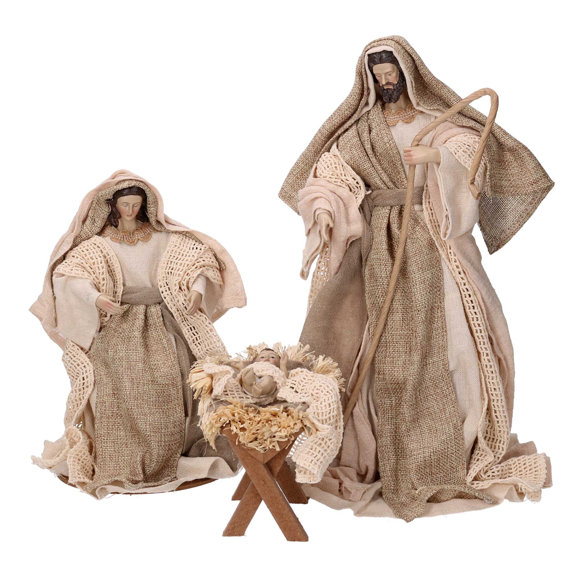 Natività  tessuto set 3pz beige cm xh25,5