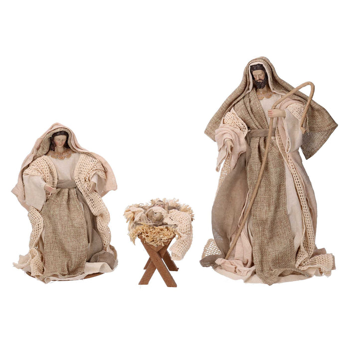 Natività  tessuto set 3pz beige cm xh25,5