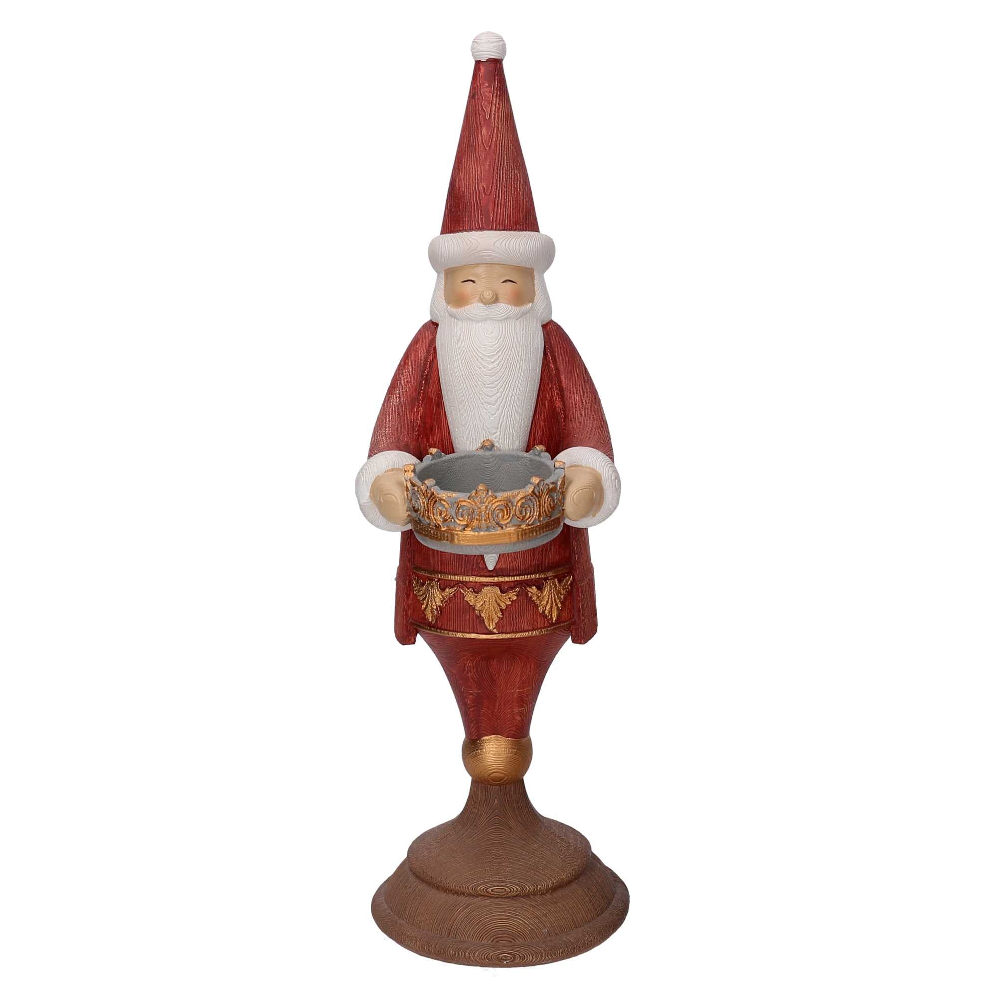 Babbo natale in resina portacandele rosso cm 11x15xh37,5