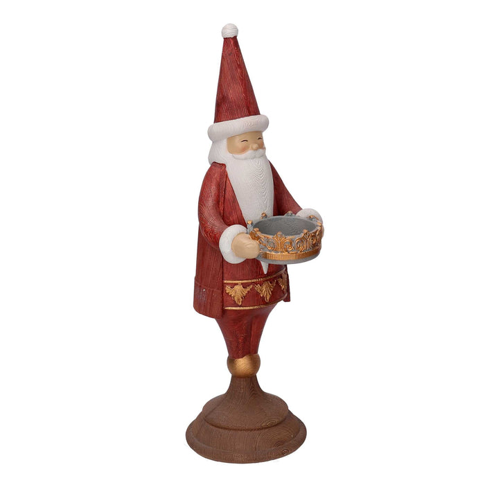 Babbo natale in resina portacandele rosso cm 11x15xh37,5