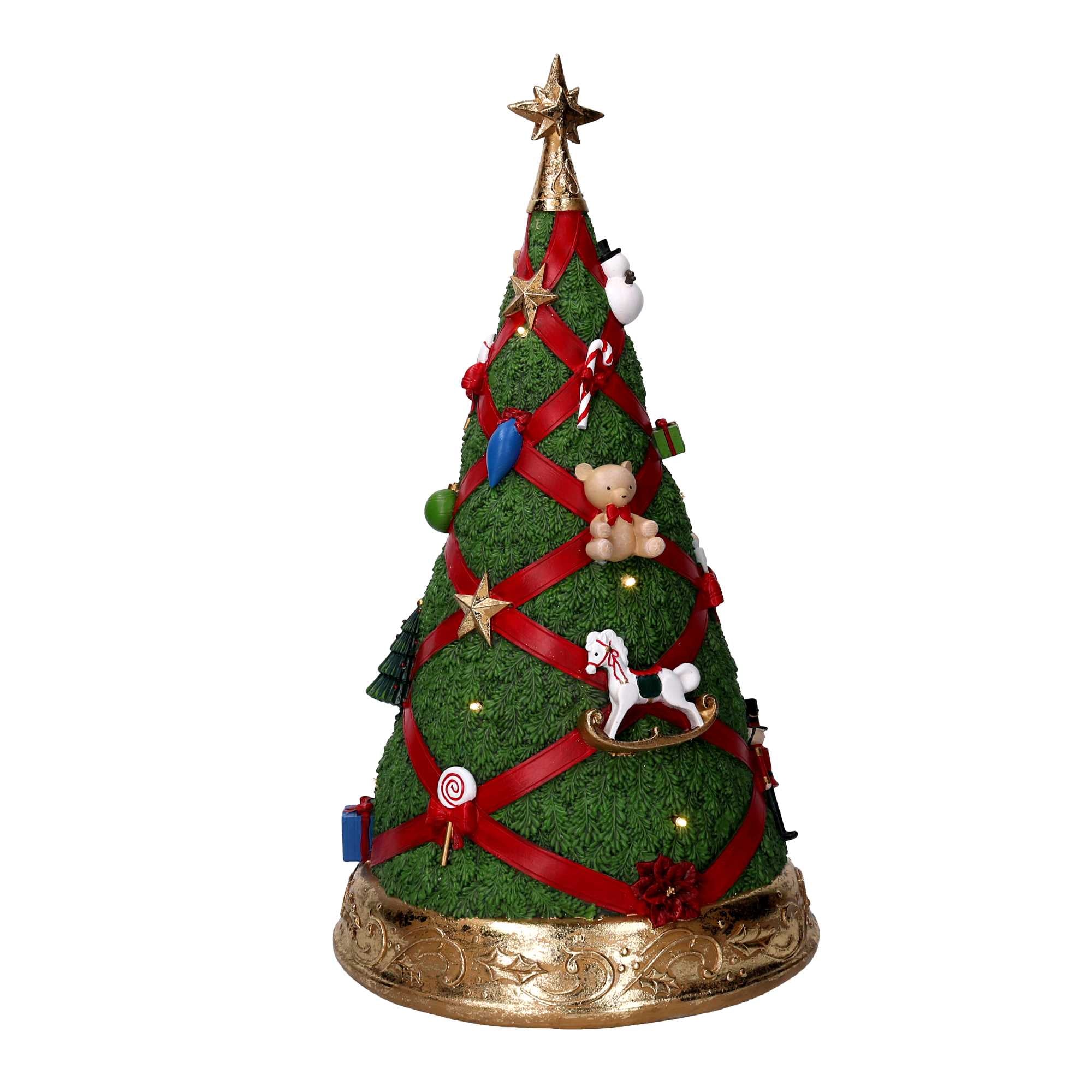 Albero resina con led rosso e verde cm ⌀26,8xh46,3