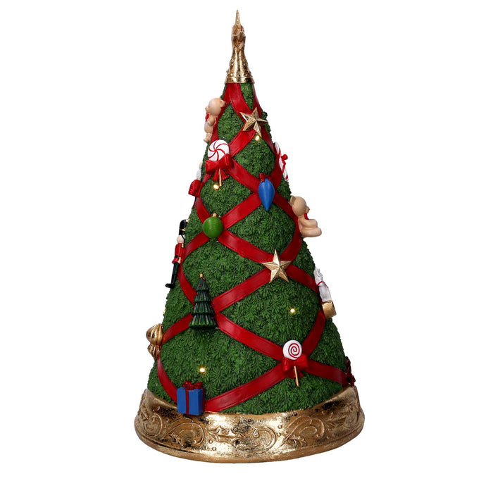 Albero resina con led rosso e verde cm ⌀26,8xh46,3