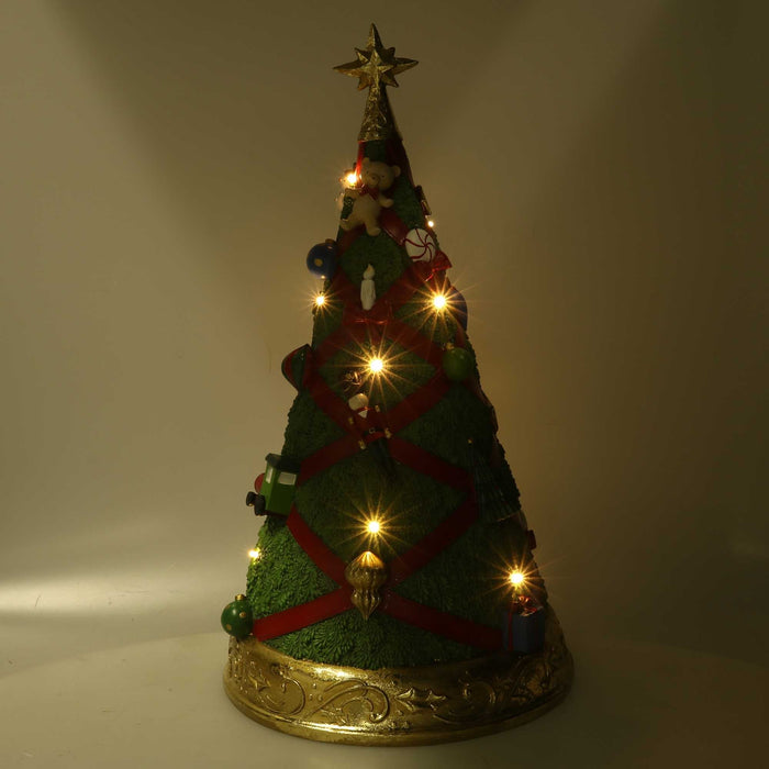 Albero resina con led rosso e verde cm ⌀26,8xh46,3