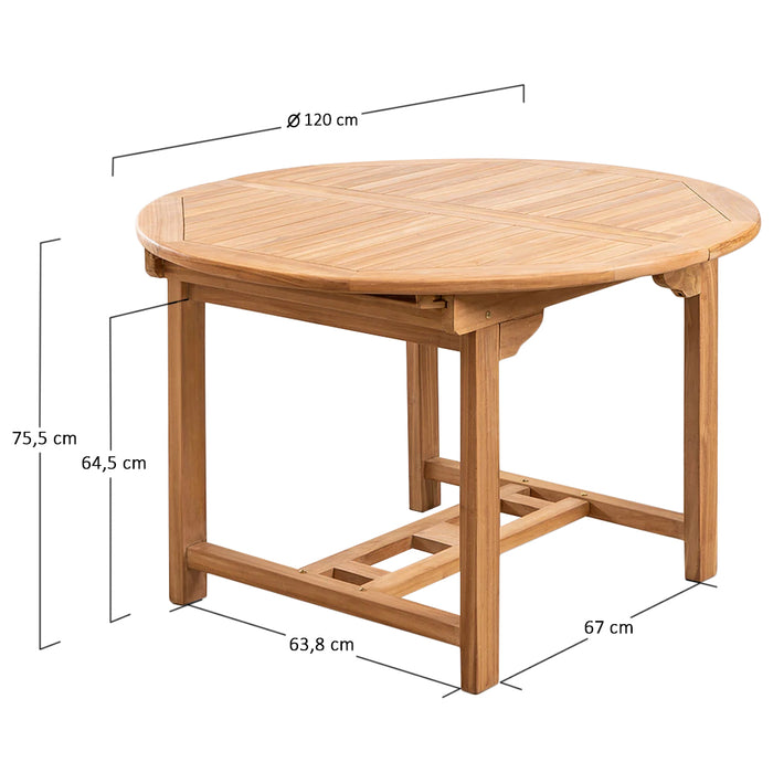 Tavolo Estensibile Rotondo Ovale 120/170 CM da Giardino Esterno Allungabile Teak