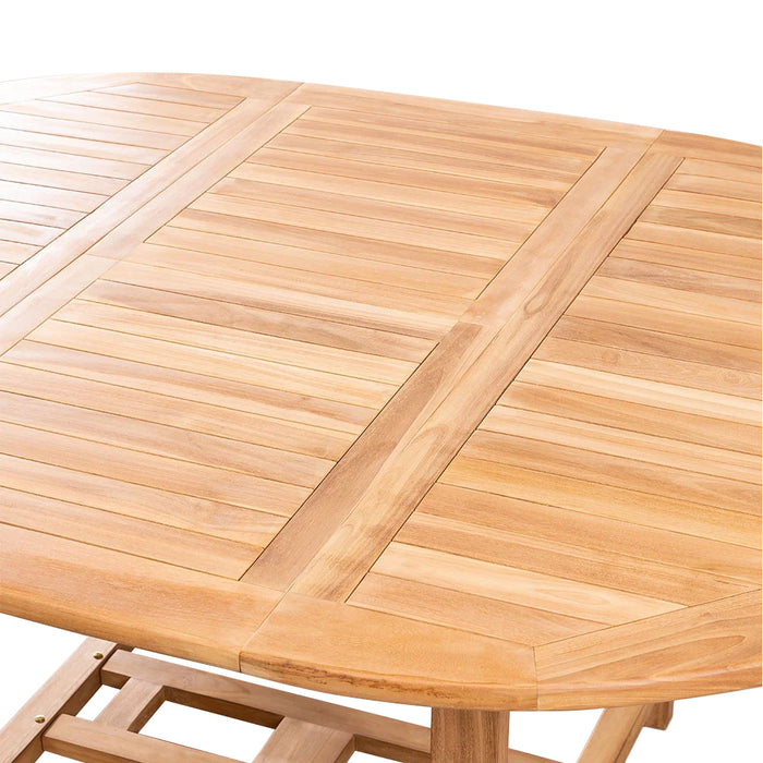 Tavolo Estensibile Rotondo Ovale 120/170 CM da Giardino Esterno Allungabile Teak