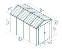 Casetta Da Giardino in Policarbonato Ultra Resistente Rubicon  303X185X217 cm Grigio Scuro