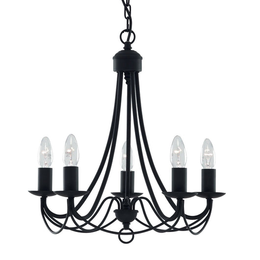 Lampadario Industrial-Nordico Maypole Acciaio Nero 5 Luci E14