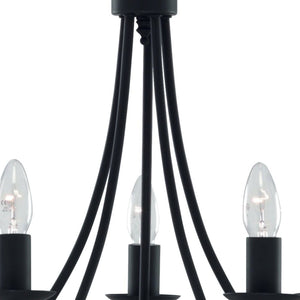 Lampadario Industrial-Nordico Maypole Acciaio Nero 5 Luci E14