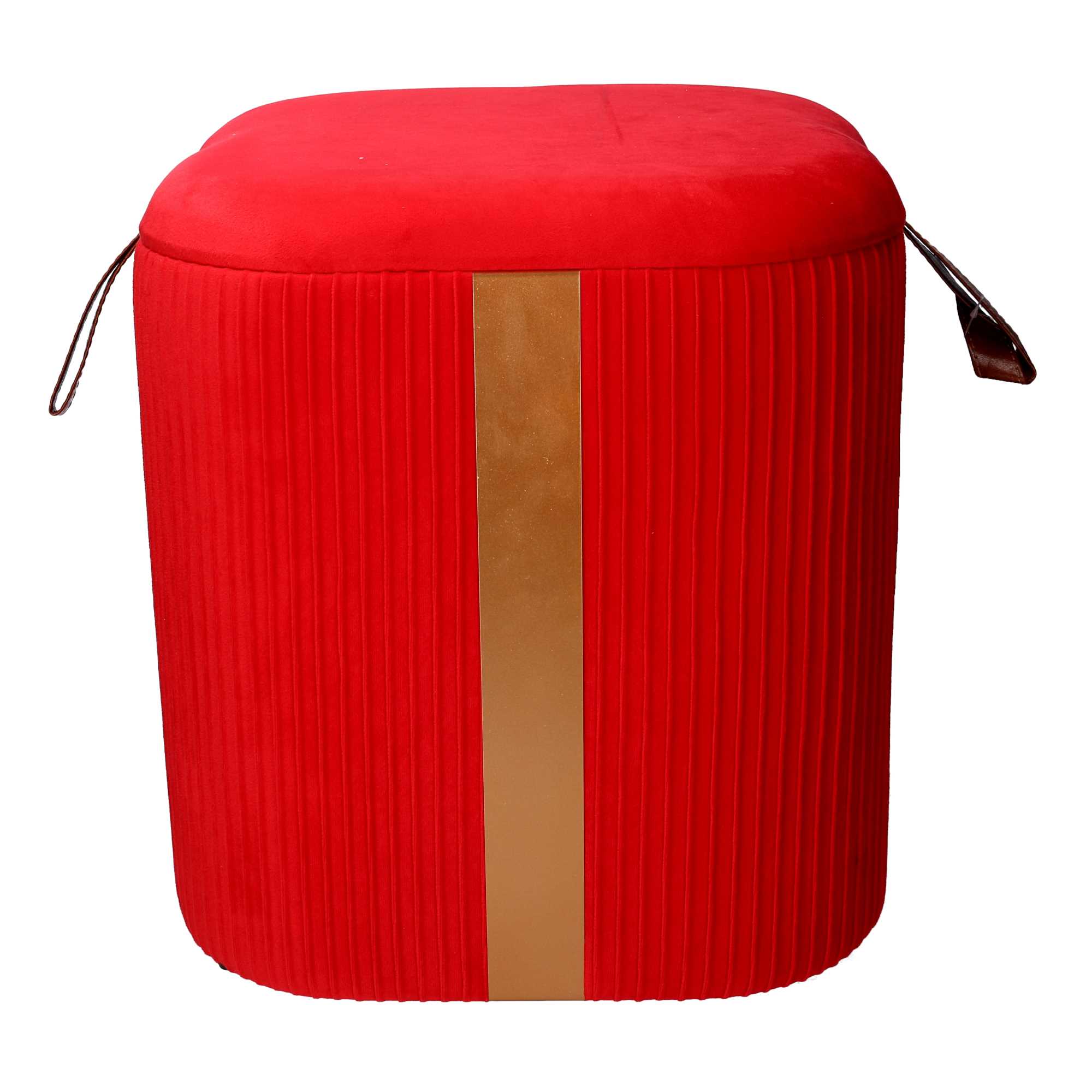 Set  3 Pouf Contenitore in Tessuto Velluto Rosso