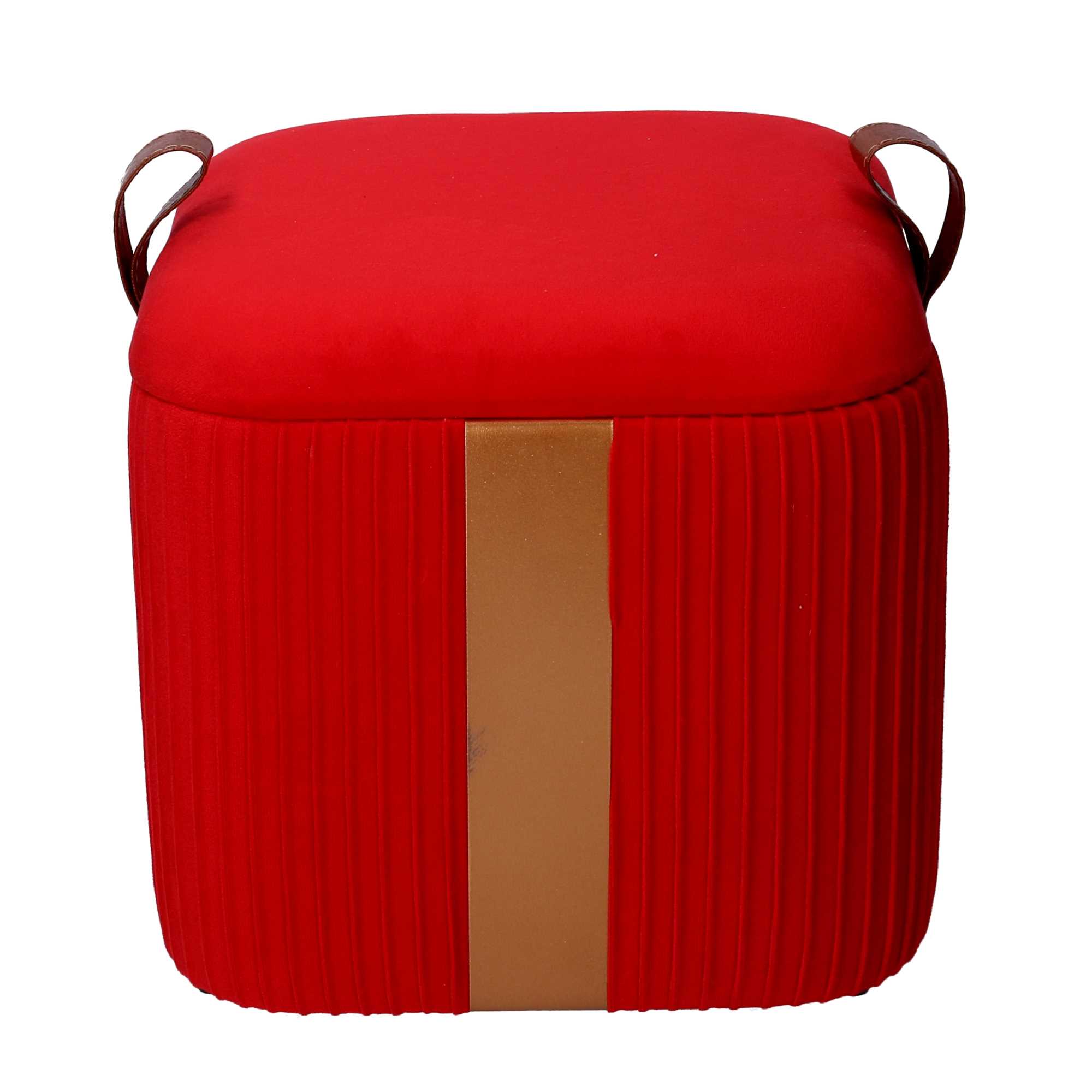 Set  3 Pouf Contenitore in Tessuto Velluto Rosso