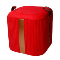 Set  3 Pouf Contenitore in Tessuto Velluto Rosso