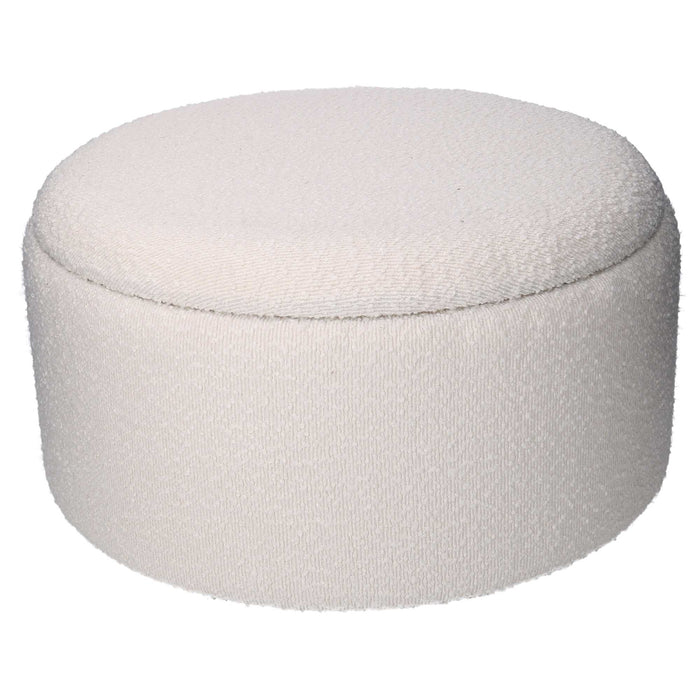 Set 2 Pouf Contenitore Ø50 cm e Ø60 cm in Tessuto Crema