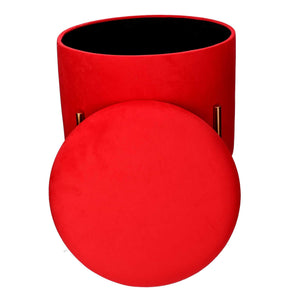 Pouf Contenitore Ø40xh51 cm in Tessuto Rosso