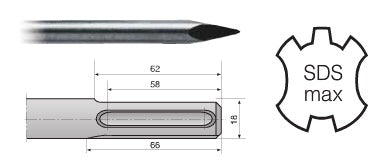 HIKOKI ACC. SCALPELLO SDS-MAX PUNTA MM.400