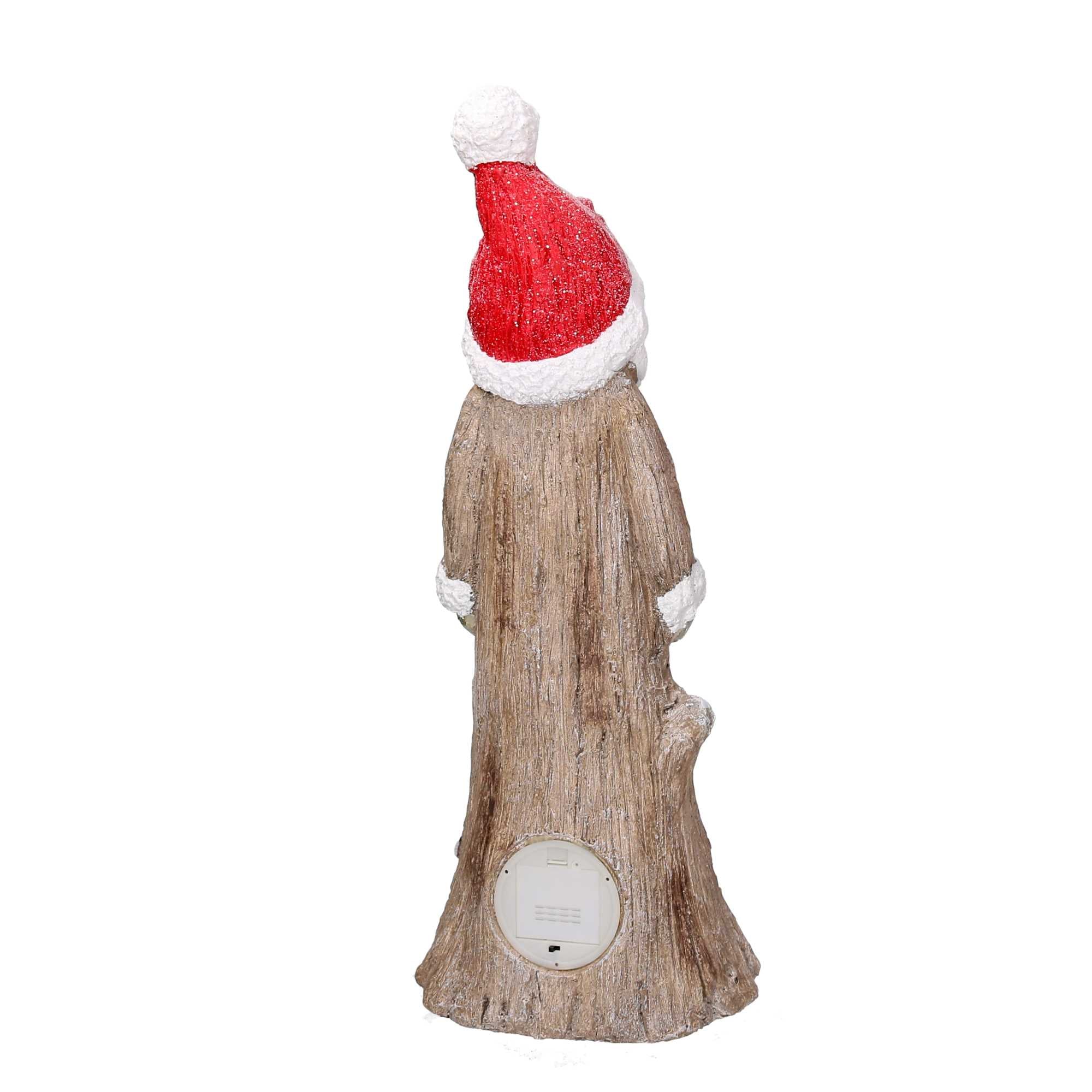 Babbo natale in resina tronco innevato con led marrone cm 23,5x16,5xh58