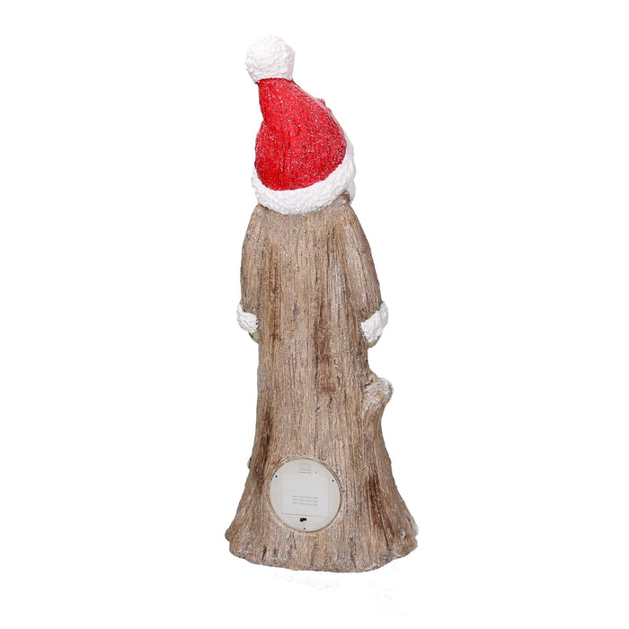 Babbo natale in resina tronco innevato con led marrone cm 23,5x16,5xh58