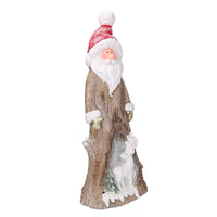 Babbo natale in resina tronco innevato con led marrone cm 23,5x16,5xh58