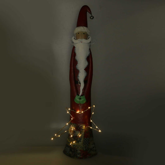 Babbo natale in metallo con stella rosso con led cm 24,8x10,8xh75,5