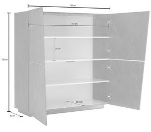 Credenza 4 Ante push-to-open 120x43x126 cm Vega Ardesia