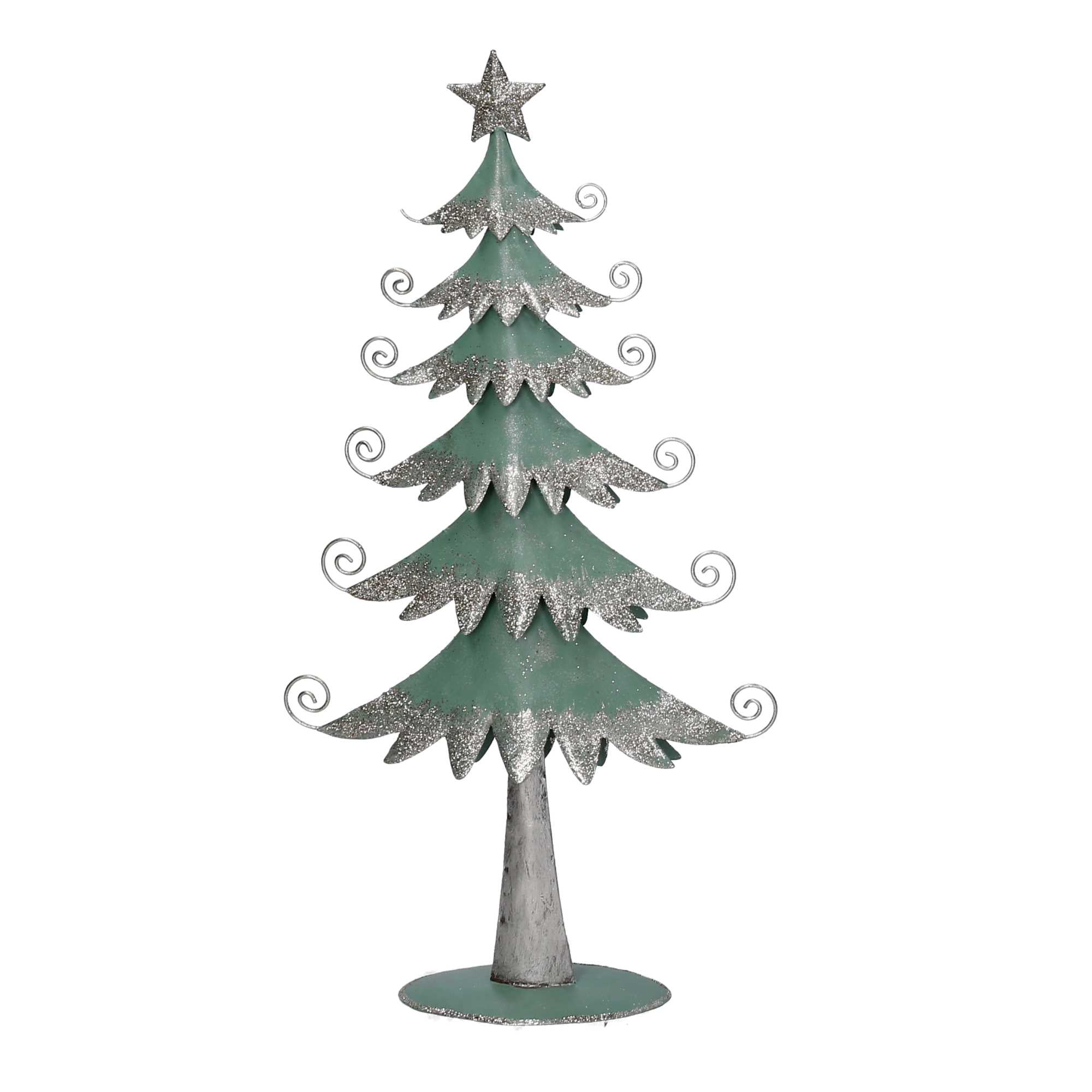 Albero metallo argento e verde salvia cm 21x6,5xh40,5