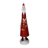 Babbo natale in metallo rosso con led cm 7,5x7,5xh31,5