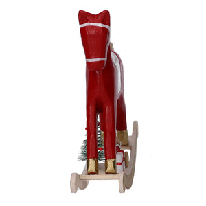 Cavallo a dondolo legno oro e rosso cm 22,5x6xh22